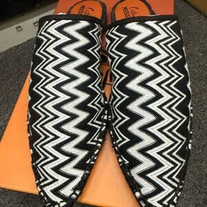 NWT Missoni Women's Black and White Zigzag Espadrille Loafer Shoes Size 38 US 8